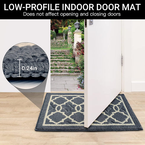 Ymonlia Indoor Door Mat,32" x20Front/Back/Outdoor Mat Rubber Backing,Non-Slip Absorbent Entryway Resist Dirt Rug,Machine Washable Floor Doormats for Home,Entrance,Kitchen(Dark Grey)