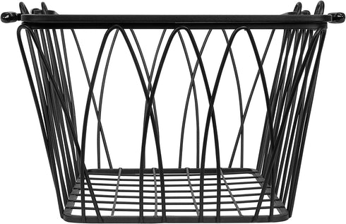 Spectrum Diversified Twist Handles Modern Farmhouse D©cor, Farmers Market-Style Wire Kitchen Organization, Small Storage Basket, Black