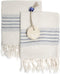 Ahenque Set of 2 Linen Cotton Blend Premium Quality, Long Tea Towel Natural in Color and Eco-Friendly Dish Towel, Hand-loomed Dishclothes, Cream Kitchen Towel Set, Hand Towel Set (Black)