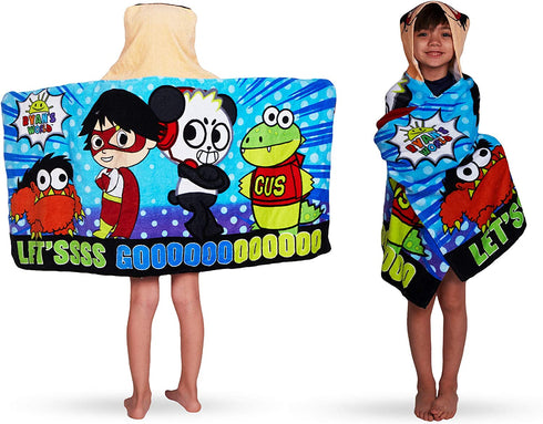 Franco Kids Bath and Beach Soft Cotton Terry Hooded Towel Wrap, 24" x 50", Ryans World