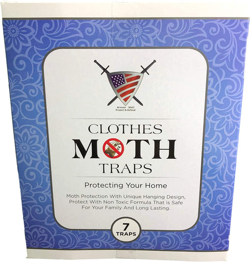 Moth Traps Closet Clothing - (7 Pack) Moths Clothes Trap with Unique Hanging Design, Pheromone Attractant Catches Male Moths Naturally without Toxic Repellant is Family Safe with Long Lasting Effects.