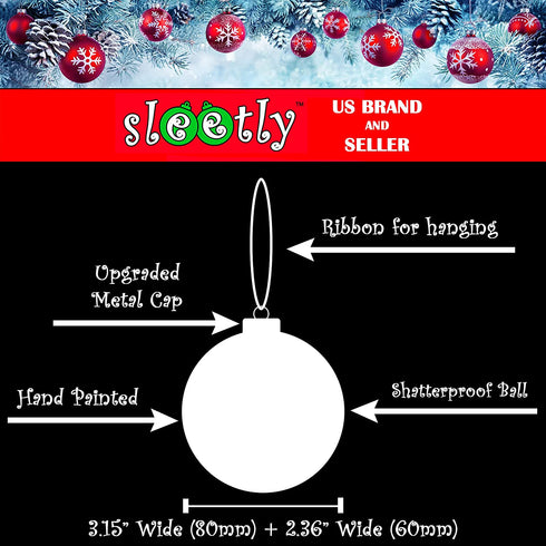 Sleetly Black Christmas Ornaments Shatterproof Ball Tree Decorations, Set of 16