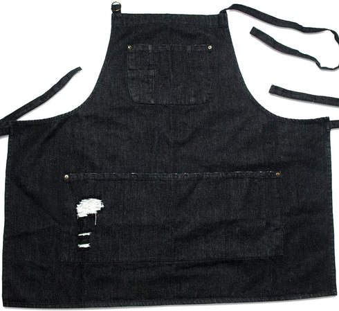 CACHIL Denim Apron With 5 Pockets for Cooking Kitchens