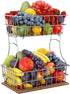 Jozsi 2 Tier Fruit Basket,Detachable Metal Fruit Bowl Bread Basket,Counter Organizer Fruit Holder Storage Stand with Screws Free For Kitchen Bathroom