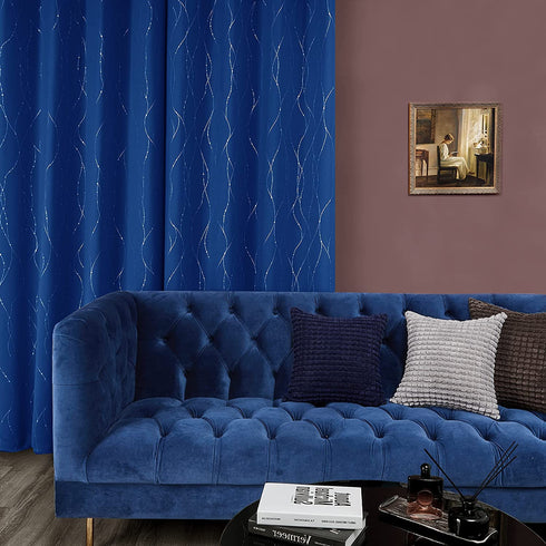 Deconovo Thermal Insulated Blackout Curtains for Sliding Glass Door - Light Blocking Curtains with Rod Pocket, Window Panels for Livingroom, Set of 2 Panels (W52 x L95 Inch, Royal Blue)