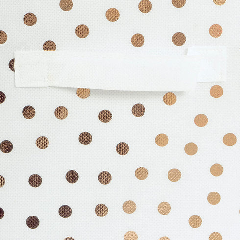 DII Non Woven Storage Collection Polka Dot Collapsible Bin Large Set, 13x13x13 Cube, White & Copper, 2 Piece