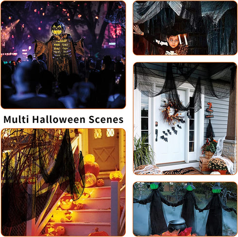 Yunfan Halloween Creepy Cloth Spooky Halloween Decorations Haunted House Party Outdoor Decor Supplies Backdrops for Garden,Doorways,Yard,Indoor,Windows