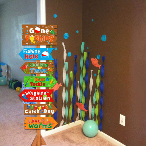 Huray Rayho Gone Fishing Party Directional Welcome Signs The Big One Backyard Door Cutouts Summer Birthday Party Favor Ideas Decoration Supplies