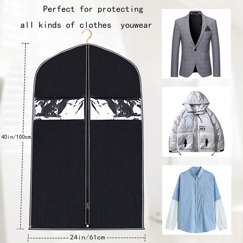 Garment Bag Suit Bag for Travel and Storage, Breathable 40 inch Suit Jacket Covers Clothes Bags with Clear Window Dust Proof Protector for Suit Coat, Jacket (40˜™ x 24˜™ - 5 pcs)