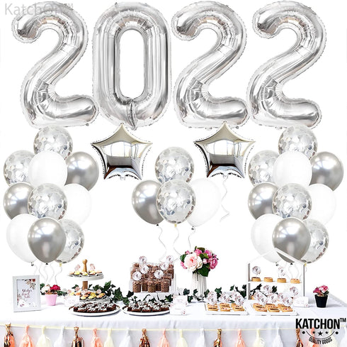 Silver 2022 Balloons Numbers Set - 40 Inch, 2022 Graduation Balloons, Confetti | Silver Graduation Decorations 2022, Graduation Party Decorations, Graduation Party Supplies | Class of 2022 Decorations
