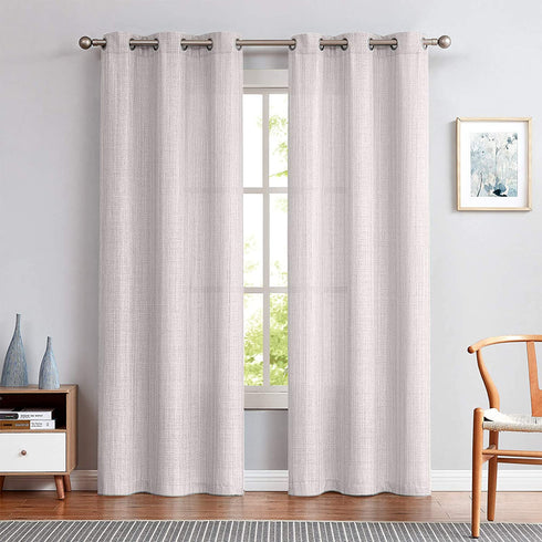 JINCHAN Curtains Linen Textured Casual Weave Curtain for Living Room Bedroom Window Panels Grommet Light Filtering Drapes 2 Panels Light Heathered Grey 96 Inch Long