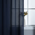 Navy Blue Sheer Curtains 84 Inches Long for Boys Bedroom 2 Panels Set Non See Through Semi Sheer Faux Cotton Soften Touch Drapes Blossy Wave Textured Silky Window Curtains for Living Room