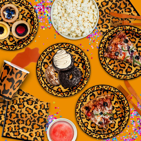 Leopard Print Birthday Party Supplies Set Plates Napkins Cups Tableware Kit for 16