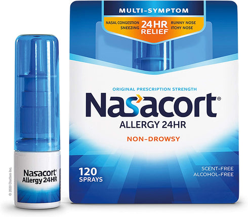Nasacort Allergy 24HR Nasal Spray for Adults, Non-Drowsy & Alcohol-Free, 120 Sprays, 0.57 fl. oz.