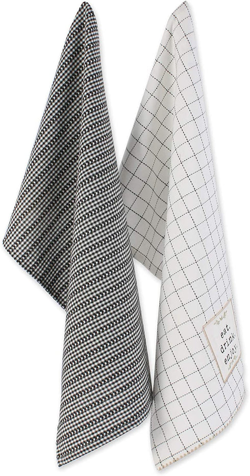 DII Home Sweet Farmhouse Collection Kitchen, Oven Mitt/Pot Holder/Dishtowel Set, Black, 4 Piece