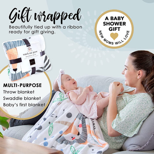 CALLOO Baby Monthly Milestone Blanket Boy Jungle Blanket Nursery Decor, Large 60x40 Extra Soft Premium Fleece with Markers for Baby Photo Pictures, Newborn Girl, Unisex, Baby Month Growth Chart.