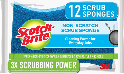 Scotch-Brite Non-Scratch Scrub Sponge, 12 scrub sponges (Pack of 12)