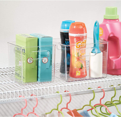 iDesign 71230 Plastic Bin, Kitchen Storage Organizer for Refrigerator, Freezer and Pantry, 8" x 8" x 6", BPA-Free, Medium, Clear