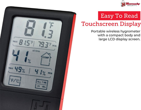 Hornady Digital Hygrometer, 95909 - Indoor Temperature and Humidity Monitor with Touchscreen LCD Display - Ideal Room Thermometer Hygrometer for Gun Safes & Cabinets, Closets, Workbench & More