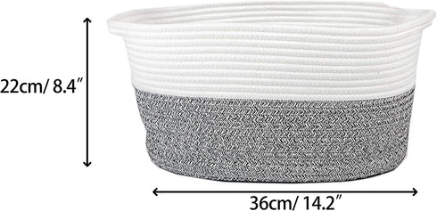 Clothes Towel Storage Basket Soft Nursery Cotton Rope Basket with Handles Toy Basket Shallow Cute Pet Toy Storage Bin Home Storage Woven Basket for Living Room