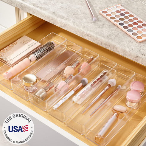 STORi Clear Plastic Drawer Organizers 12" x 3" x 2" l Set of 6