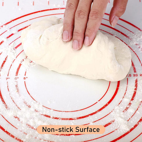 Extra Large Silicone Pastry Mat, Non-Slip with Measurement Non Stick, Large and Thick, for Fondant, Rolling Dough, Pie Crust, Pizza and Cookies - BPA Free Easy Clean Kneading Matts,24" x 32", Red