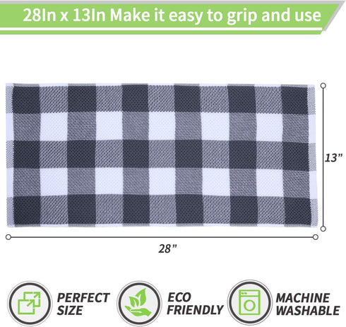 Homaxy 100% Cotton Waffle Weave Check Plaid Kitchen Towels, 13 x 28 Inches, Super Soft and Absorbent Dish Towels for Drying Dishes, 4-Pack, White & Dark Grey