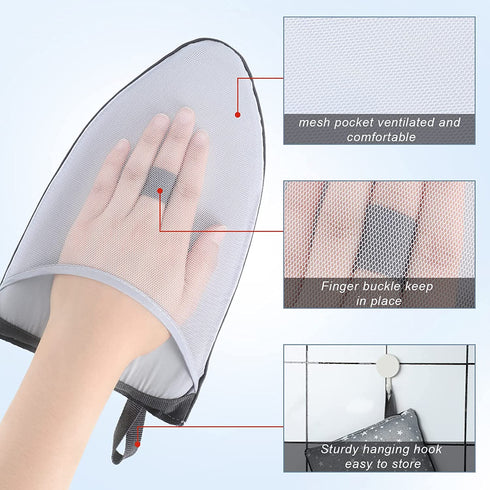 Garment Steamer Ironing Gloves Anti Steam Glove Waterproof Heat Resistant Gloves Complete Care Protective Garment Steaming Mitt with Finger Loop for Clothes Steamers (Star Pattern, Gray)