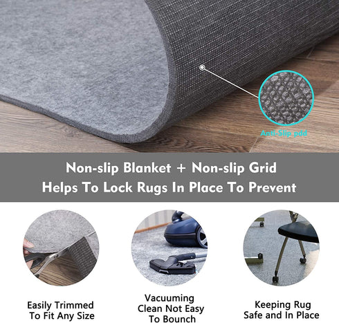 Non Slip Pad Rug Grippers - 2×3, 1/4" Thick?Double Layers Cushioning Felt Carpet Pads for Area Rugs on Hardwood Floors,Add Comfort and Safty for Tile or All Floors