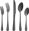 Black Silverware Set, 20 Pieces Flatware Cutlery Set ENLOY Stainless Steel Utensils Service for 4, Heavy Duty Gift and Dishwasher Safe, Mirror Polished Dinner Knife, Fork, Spoon for Restaurant