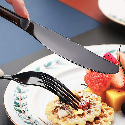 Black Silverware Set, 20 Pieces Flatware Cutlery Set ENLOY Stainless Steel Utensils Service for 4, Heavy Duty Gift and Dishwasher Safe, Mirror Polished Dinner Knife, Fork, Spoon for Restaurant