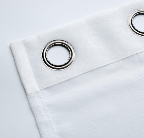 MIUCO 2 Panels White Curtains Grommet Textured Solid Sheer Curtains 84 Inches Long for Bedroom (2 x 54 Wide x 84" Long) White