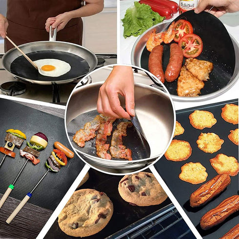 CHERAINTI Grill Mat Oven Liner 70"x16" Non-Stick Reusable Barbecue BBQ Mat, Cut to Any Size, for Gas Grill, Charcoal, Electric Grill, Electric Oven, Heat Resistant