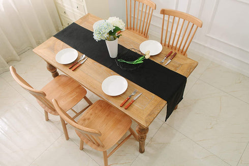 NATUS WEAVER Dinning Table Runner 12 x 90 Inches Farmhouse Kitchen Coffee Burlap Table Runner for Holiday Party, Black