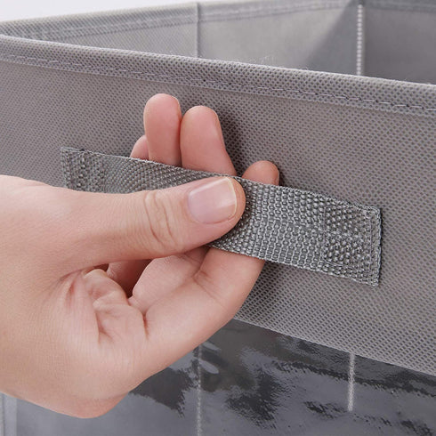 DIMJ Cube Storage Bins, 3 Packs Clear Window Fabric Storage Bin Organizer for Closet Shelves Home Storage Cubes Organizer with Handles