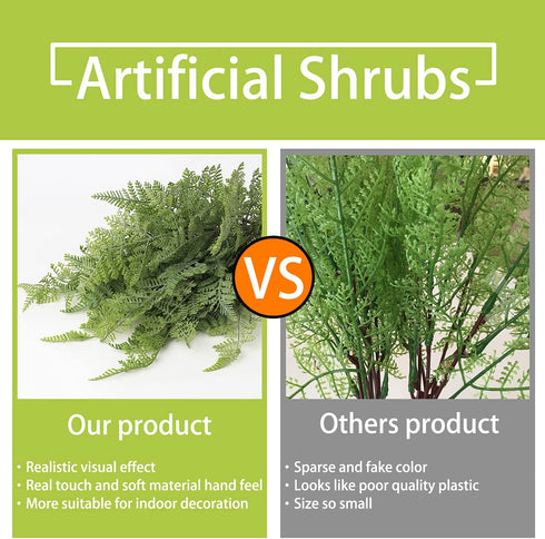 Artificial Boston Fern Plants Large 19" Dusty Green Fake Greenery Shrubs 2 Pcs Faux Plant Bushes for Home Garden Office Farmhouse Indoor Outdoor Decor