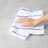 Amazon Basics 100% Cotton Terry Kitchen Dish Towels, Popcorn Texture - 8-Pack, Navy Stripe