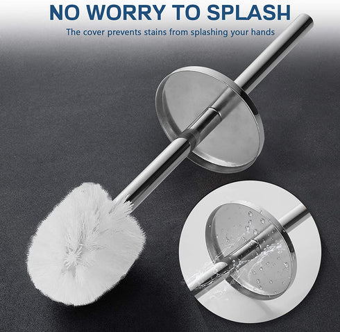 Gricol Toilet Brush and Holder, 304 Stainless Steel Freestanding Long Handle 2 Toilet Brush Head Toilet Bowl for Bathroom