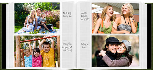 Fabric Frame Cover Photo Album 200 Pockets Hold 4x6 Photos, Herbal Green
