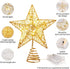 AgoKud Christmas Tree Topper, Gold Christmas Tree Star with 20 LED Lights, 10" Lighted Double-Sided Hollow Star Tree Topper, Christmas Decorations for Trees, Christmas Tree Ornament, Party Decoration