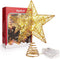 AgoKud Christmas Tree Topper, Gold Christmas Tree Star with 20 LED Lights, 10" Lighted Double-Sided Hollow Star Tree Topper, Christmas Decorations for Trees, Christmas Tree Ornament, Party Decoration