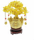 Feng Shui Decor Plants Flowers Artificial Trees Yellow Crytal Citrine Money Tree with Chinese Dragon Flowerpot About 7.1 Inches with Rotating Sandalwood Base Chinese Copper Coin String Decoration