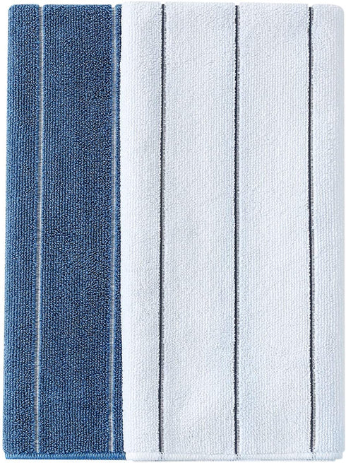 Microfiber Kitchen Towels - Super Absorbent, Soft and Solid Color Dish Towels, 8 Pack (Stripe Designed Blue and White Colors), 26 x 18 Inch