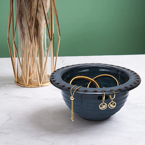 Elegant Jewelry Storage Bowl by Gute - Jewelry Storage, Earing Organizer, Jewelry Organizer, Jewelry Box, Jewelry Holder Trinket Tray 6.5" Width 3" Height (Green)