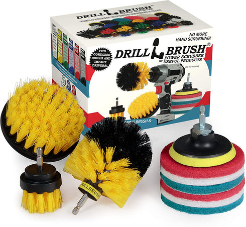 Drillbrush Power Scrubber Brush Set - Drill Brush Attachment - Grout Brush Drill Attachment - Drill Scrubber Attachment - Bathroom Cleaner Scrub Brush - Toilet Brush Cleaning Supplies - Grout Cleaner