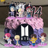 7PCS B^TS cake topper fingure Characters set of Action Figure Toys Premium Cake Toppers and Party Favors for B^TS party supplier, Halloween Christmas Thanksgiving Gift Ideas for Boys and Girls, Pink