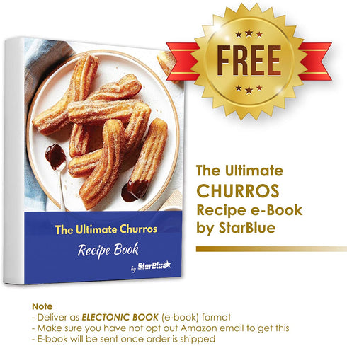 Churrera Churro Maker by StarBlue with FREE Recipe e-Book - Easy tool for Deep Fry churro in 8 difference shapes