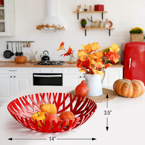 Mueller Fruit Basket, Decorative Fruit Bowl, Fruit and Vegetables Holder for Counters, Kitchen, Countertop, Home Decor, European Made, Red