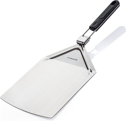 KitchenStar Stainless Steel Pizza Peel with Folding Handle (9.5 x 14 Inches) for Oven Pizza Turning, Placement and Retrieving - Professional Baking Tools Series