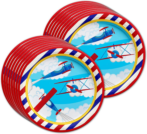 Airplane Birthday Party Supplies Set Plates Napkins Cups Tableware Kit for 16
